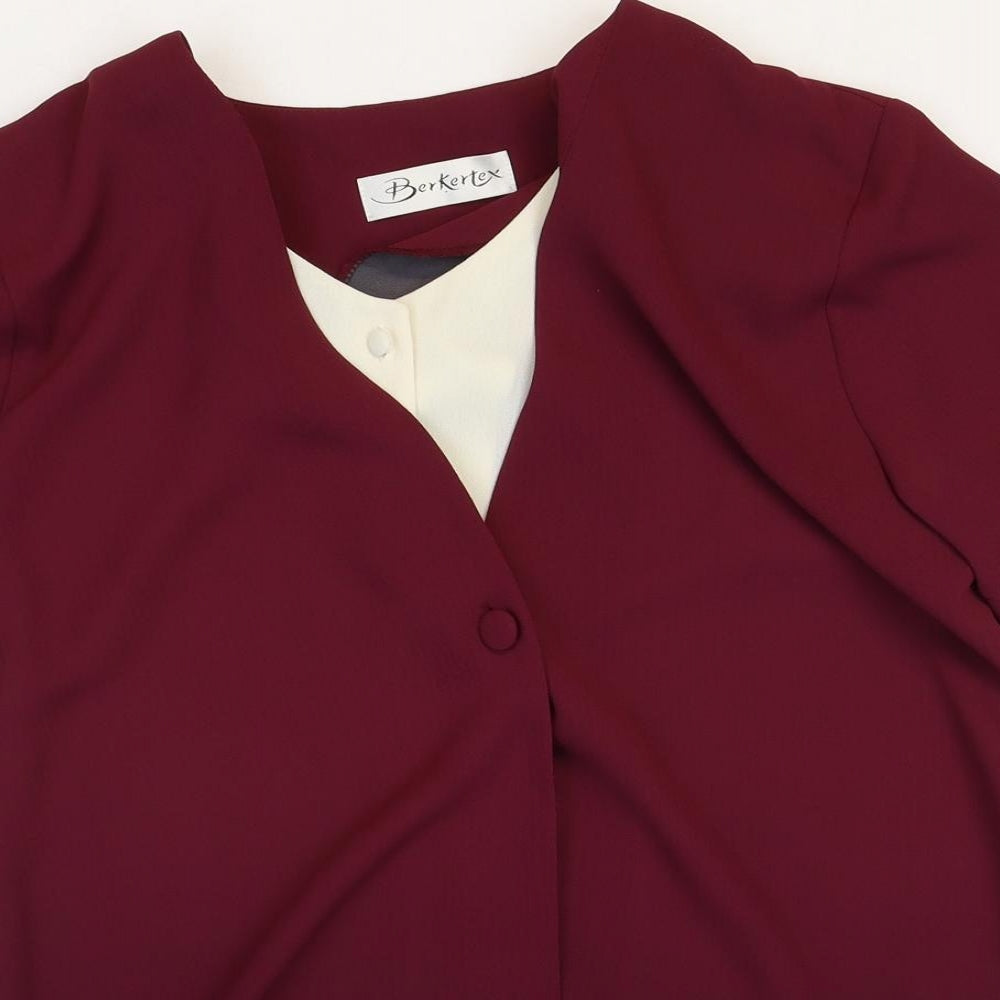 Berkertex Womens Purple Polyester Basic Blouse Size 16 V-Neck