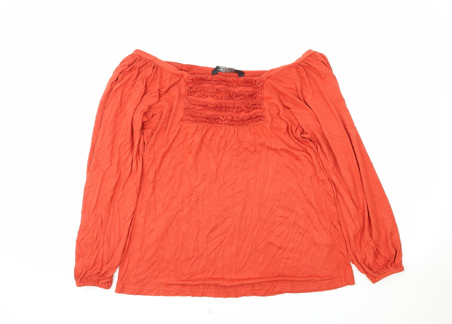 Joanna Hope Womens Red Viscose Basic T-Shirt Size 12 Boat Neck