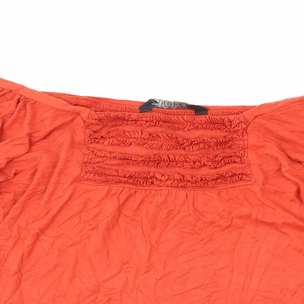 Joanna Hope Womens Red Viscose Basic T-Shirt Size 12 Boat Neck