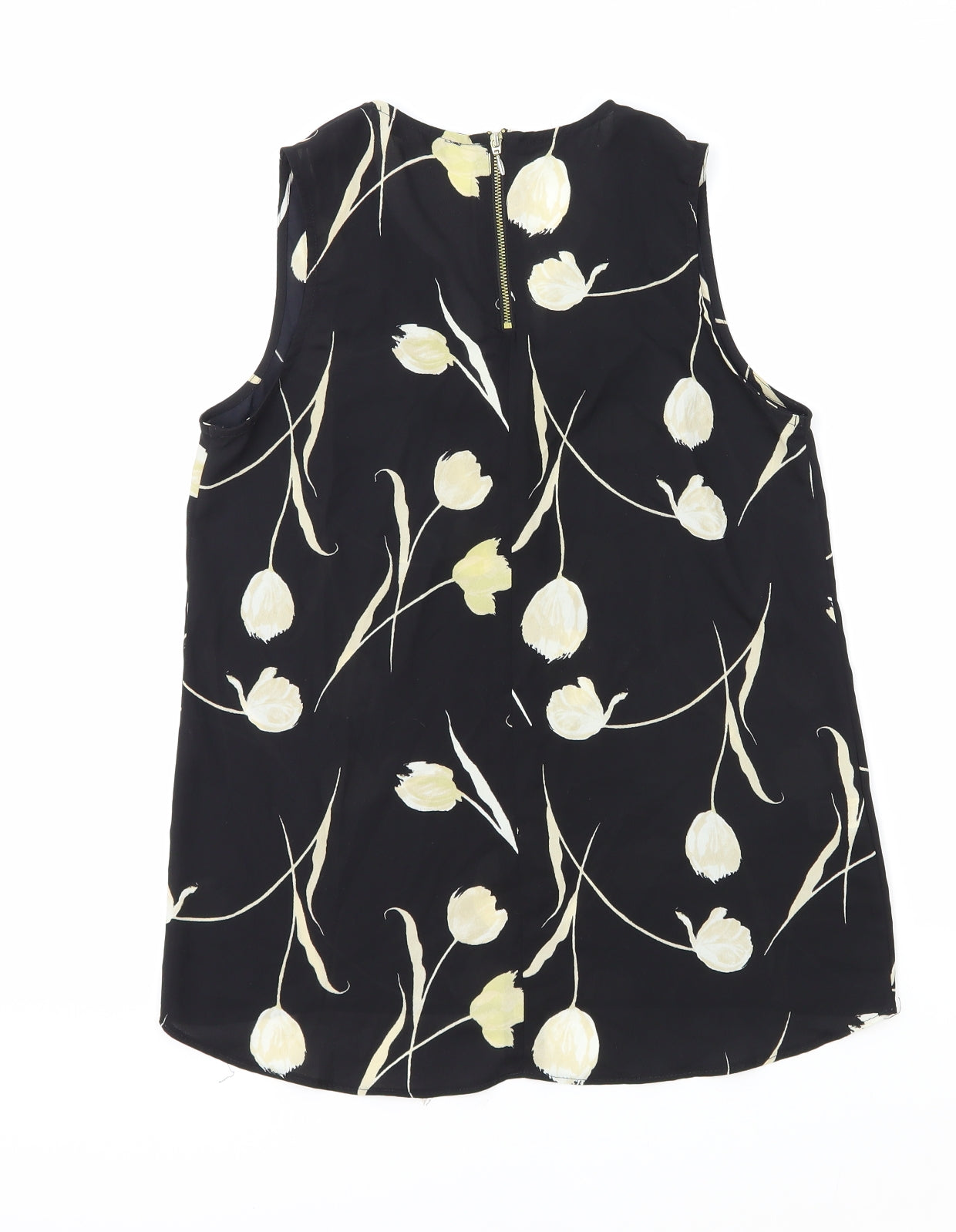 NEXT Womens Black Floral Viscose Basic Blouse Size 6 V-Neck