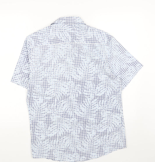 Atlantic Bay Womens Blue Check Cotton Basic Button-Up Size S Collared