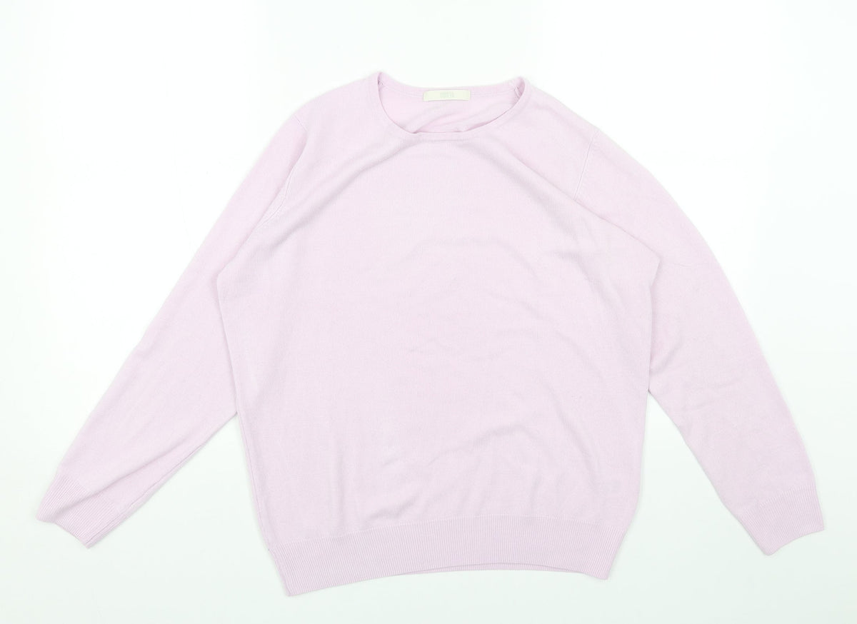 Marks and Spencer Womens Purple Round Neck Acrylic Pullover Jumper Size 14