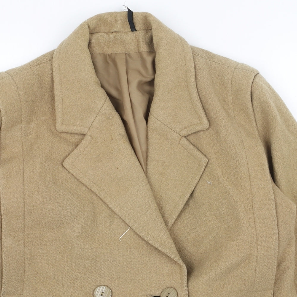 Preworn Womens Beige Pea Coat Jacket Size 10 Button
