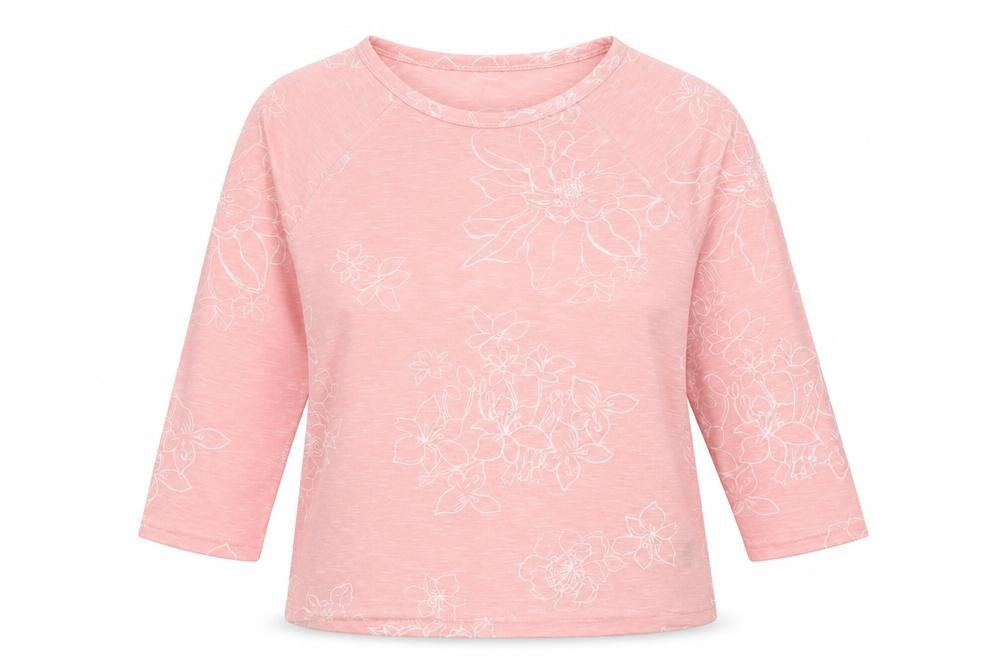 Marks and Spencer Womens Pink Floral Polyester Basic Blouse Size 14 Scoop Neck