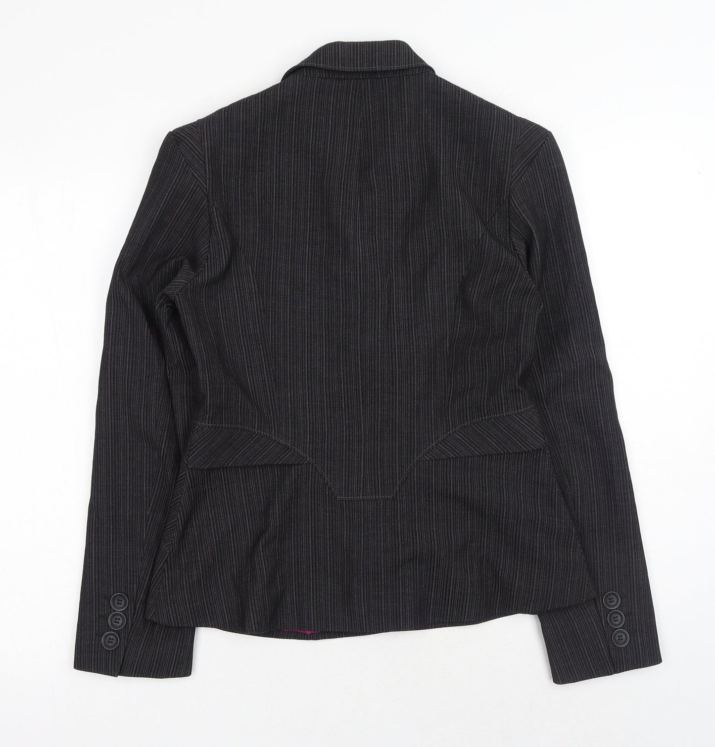NEXT Womens Grey Striped Polyester Jacket Blazer Size 12