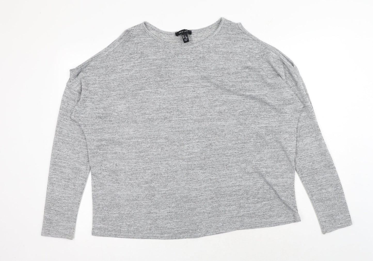 New Look Womens Grey Polyester Basic Blouse Size L Scoop Neck - Cold Shoulder