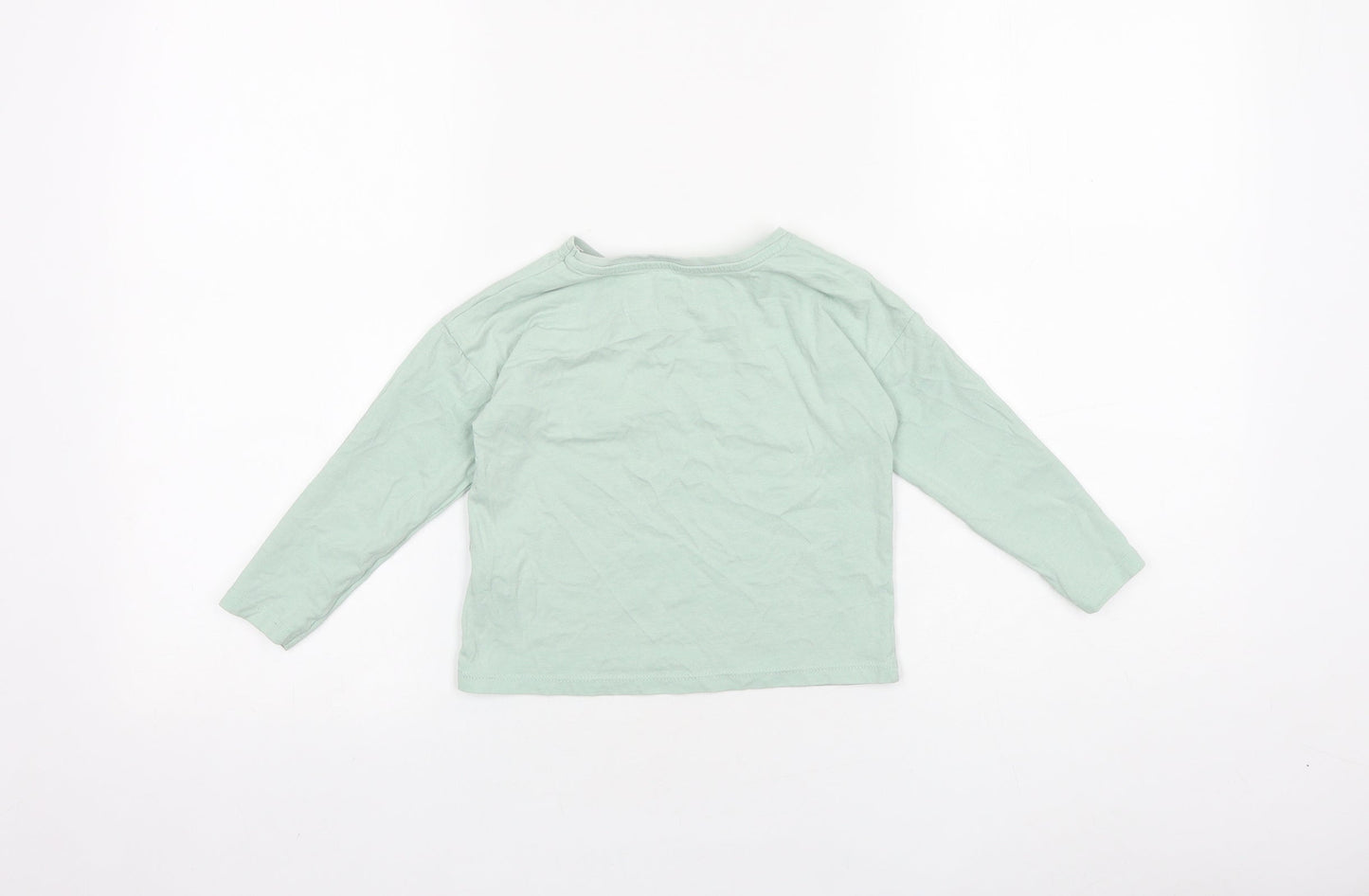 TU Girls Green 100% Cotton Basic T-Shirt Size 3 Years Round Neck Pullover