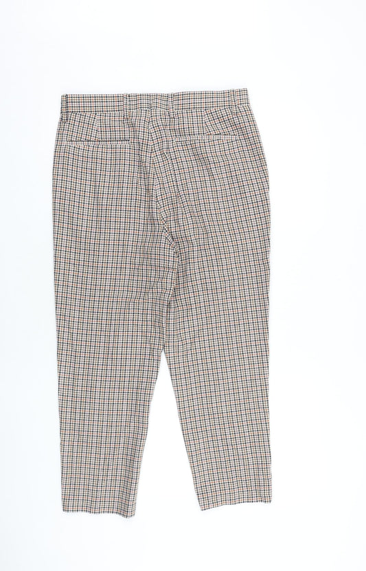 ASOS Womens Multicoloured Plaid Cotton Dress Pants Trousers Size 28 in L20 in Regular Zip