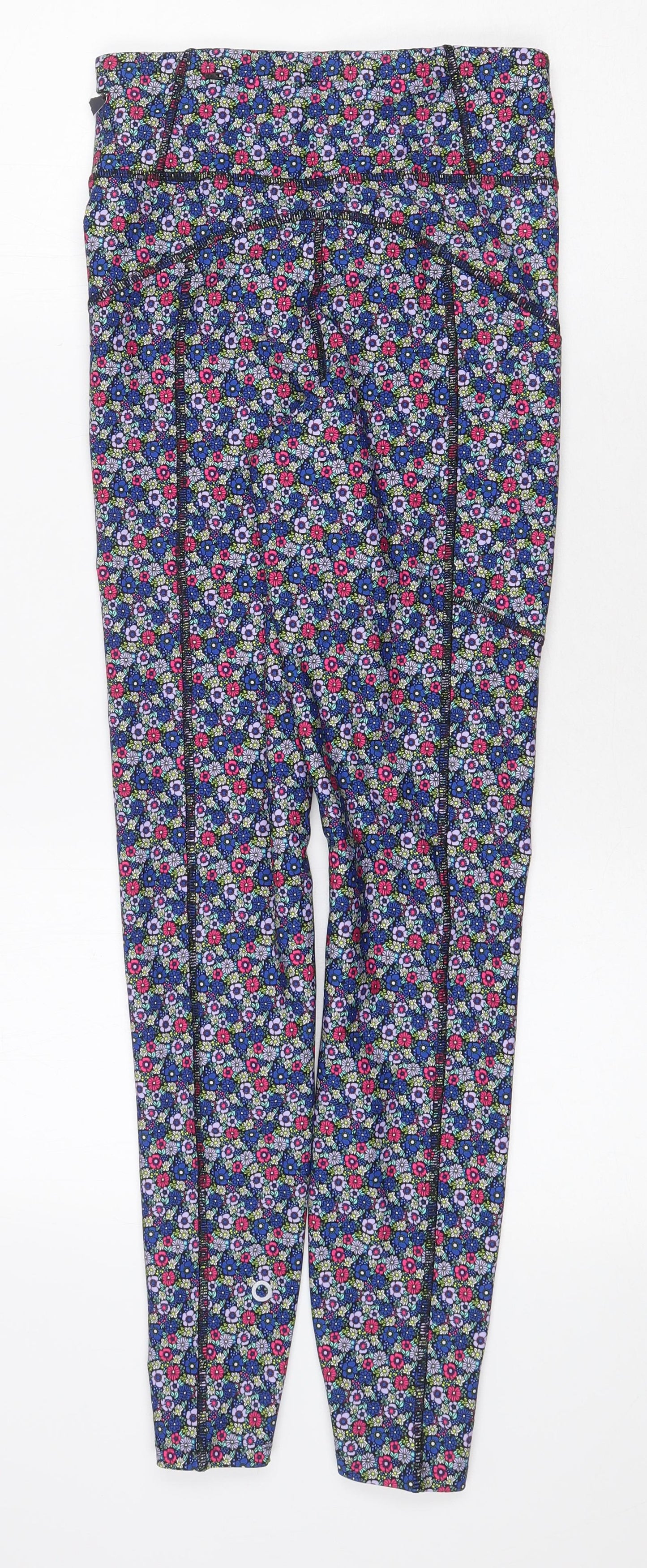 Marks and Spencer Womens Multicoloured Geometric Polyester Trousers Size 6 Regular