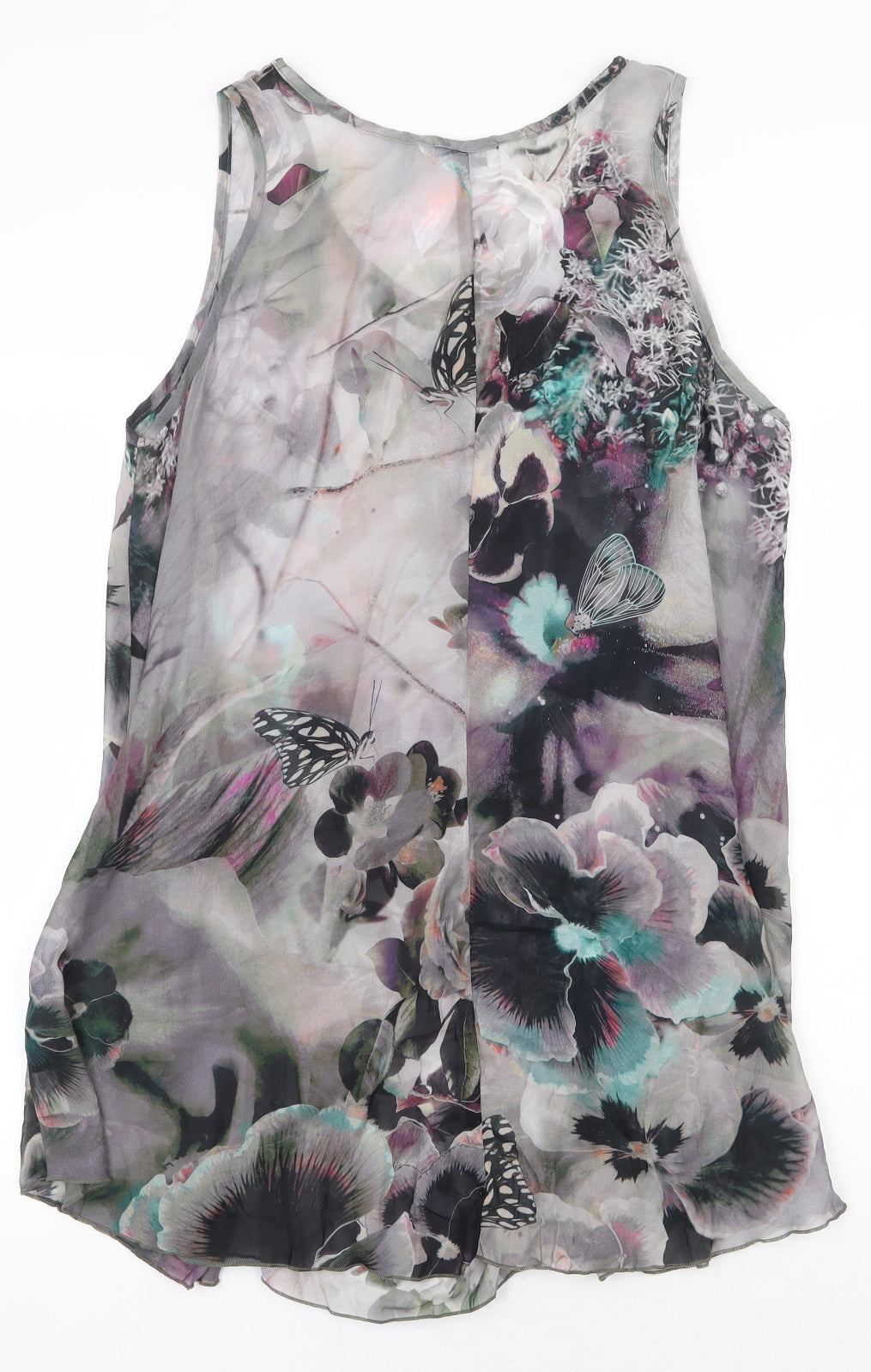 Myrine Womens Green Floral Polyester Shift Size 2XL Round Neck Pullover