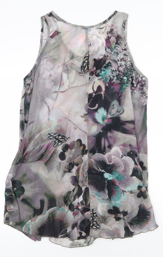 Myrine Womens Green Floral Polyester Shift Size 2XL Round Neck Pullover