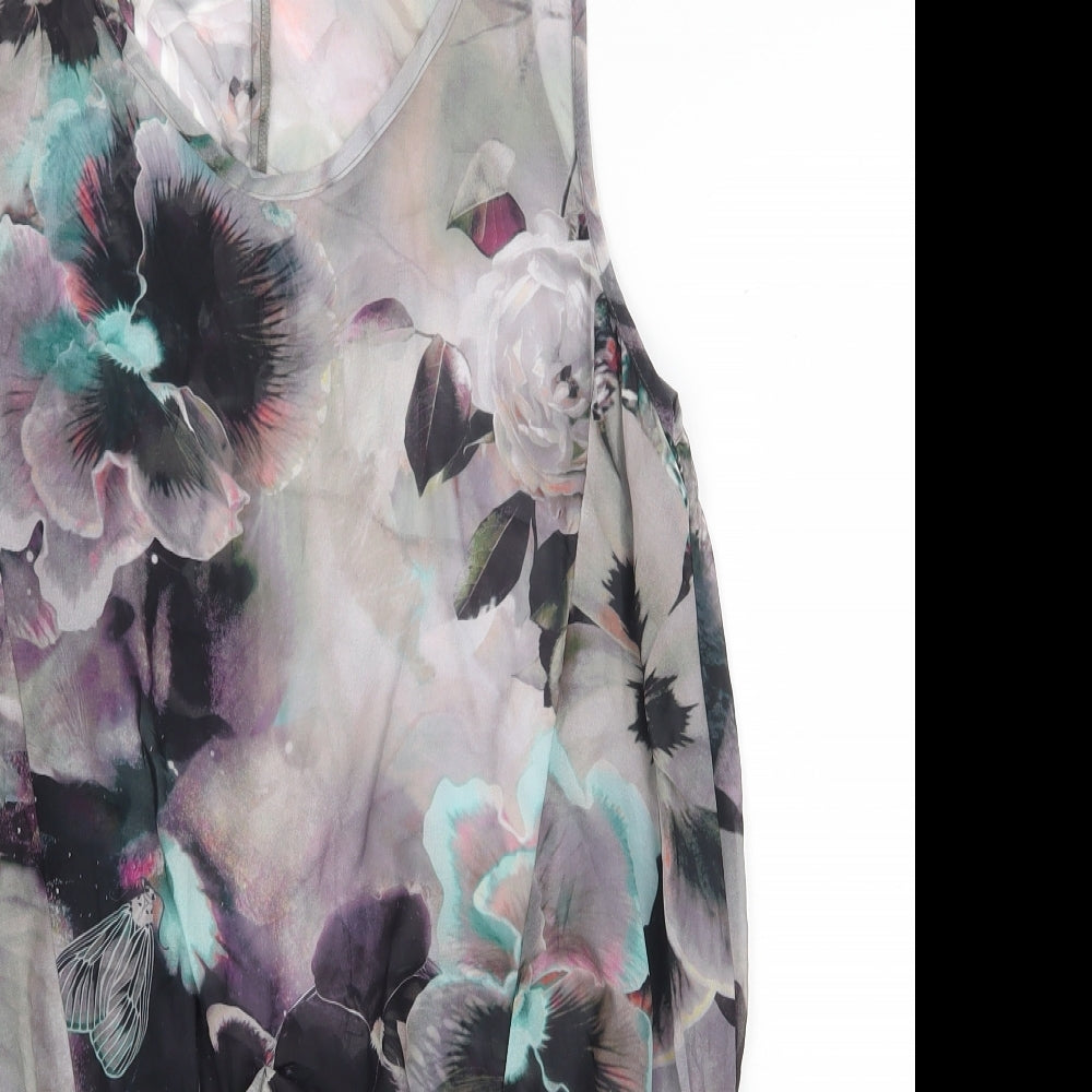 Myrine Womens Green Floral Polyester Shift Size 2XL Round Neck Pullover