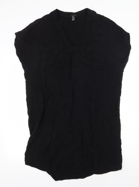 New Look Womens Black Viscose Sheath Size 12 V-Neck Pullover