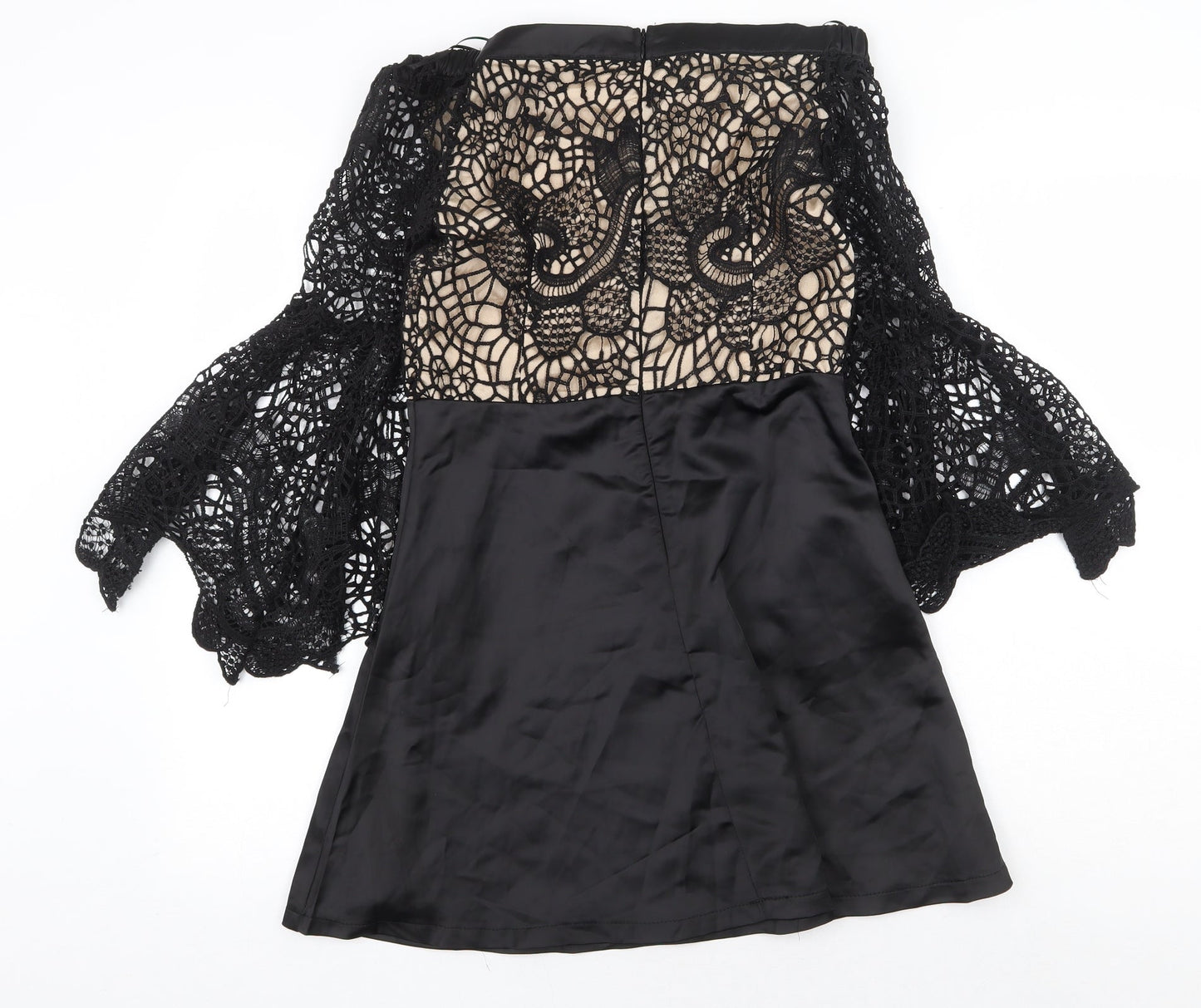Golden Days Womens Black Geometric Polyester Mini Size L Boat Neck Zip