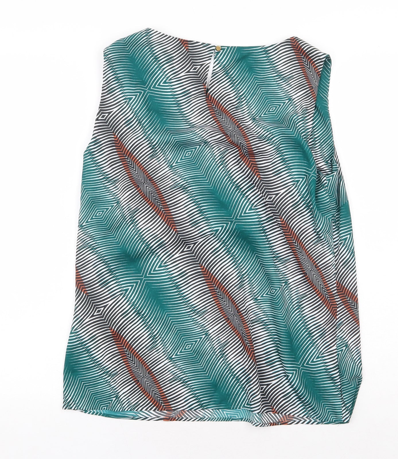 Marks and Spencer Womens Green Geometric Polyester Basic Tank Size 12 Boat Neck