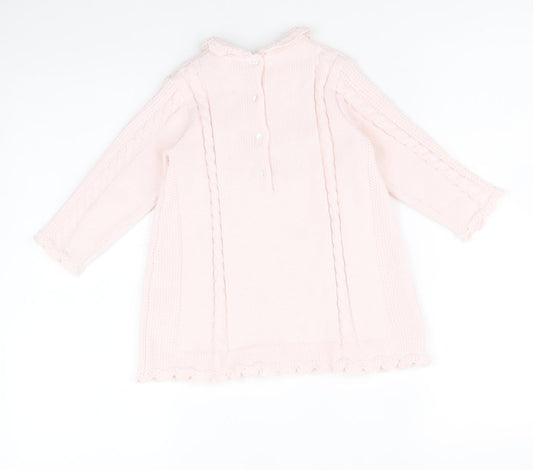 Sarah Louise Girls Pink Round Neck Acrylic Tunic Jumper Size 2 Years Button