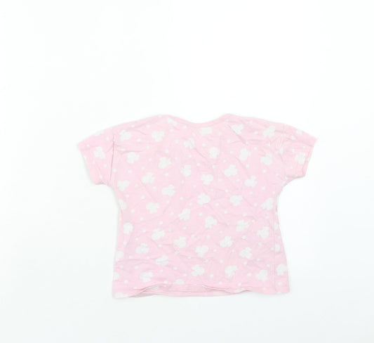 George Girls Pink Geometric Cotton Basic T-Shirt Size 2-3 Years Round Neck Pullover