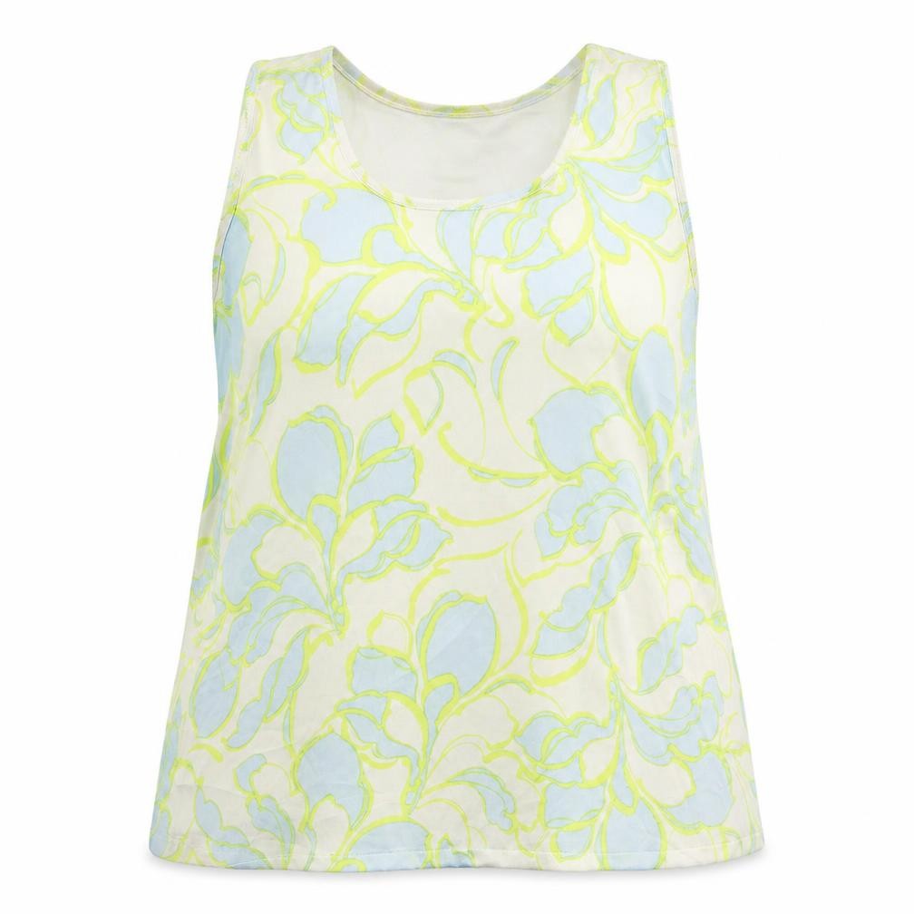 Marks and Spencer Womens White Geometric Polyester Basic Tank Size 18 Scoop Neck