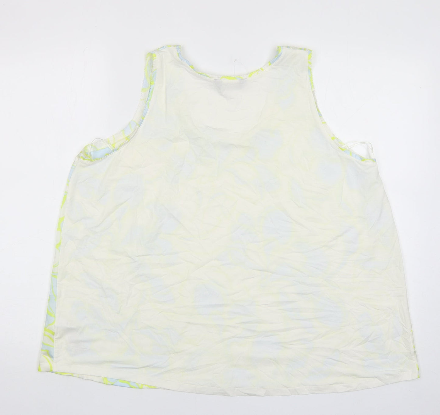 Marks and Spencer Womens White Geometric Polyester Basic Tank Size 18 Scoop Neck