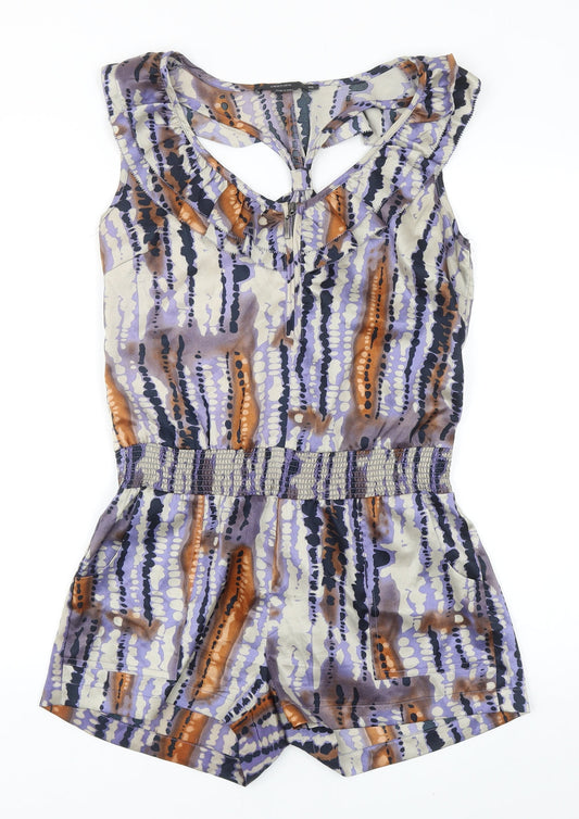 Vertigo Womens Multicoloured Geometric Polyester Playsuit One-Piece Size XS Zip