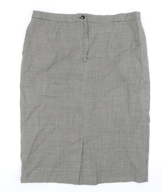 Preworn Womens Grey Plaid Polyester Straight & Pencil Skirt Size 41 in Zip