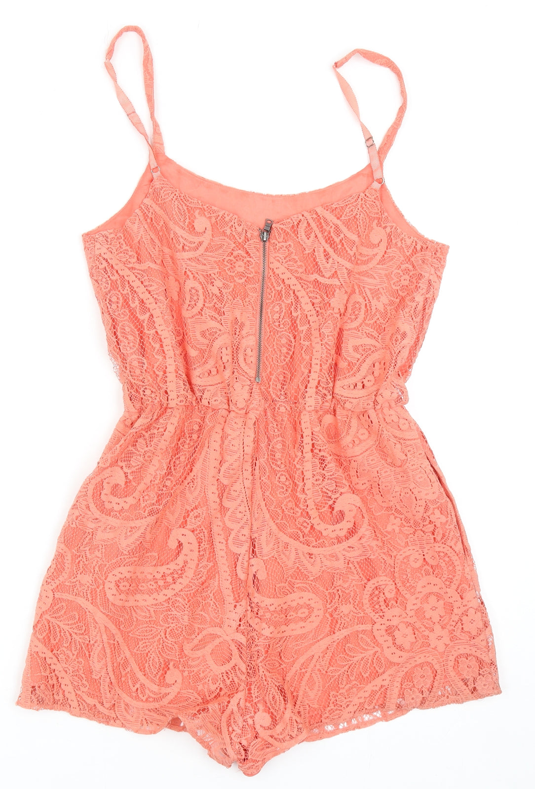 Alice + Olivia Womens Orange Paisley Polyester Playsuit One-Piece Size XS Zip