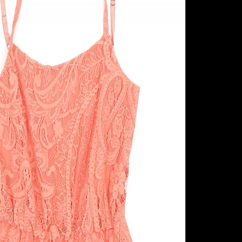 Alice + Olivia Womens Orange Paisley Polyester Playsuit One-Piece Size XS Zip