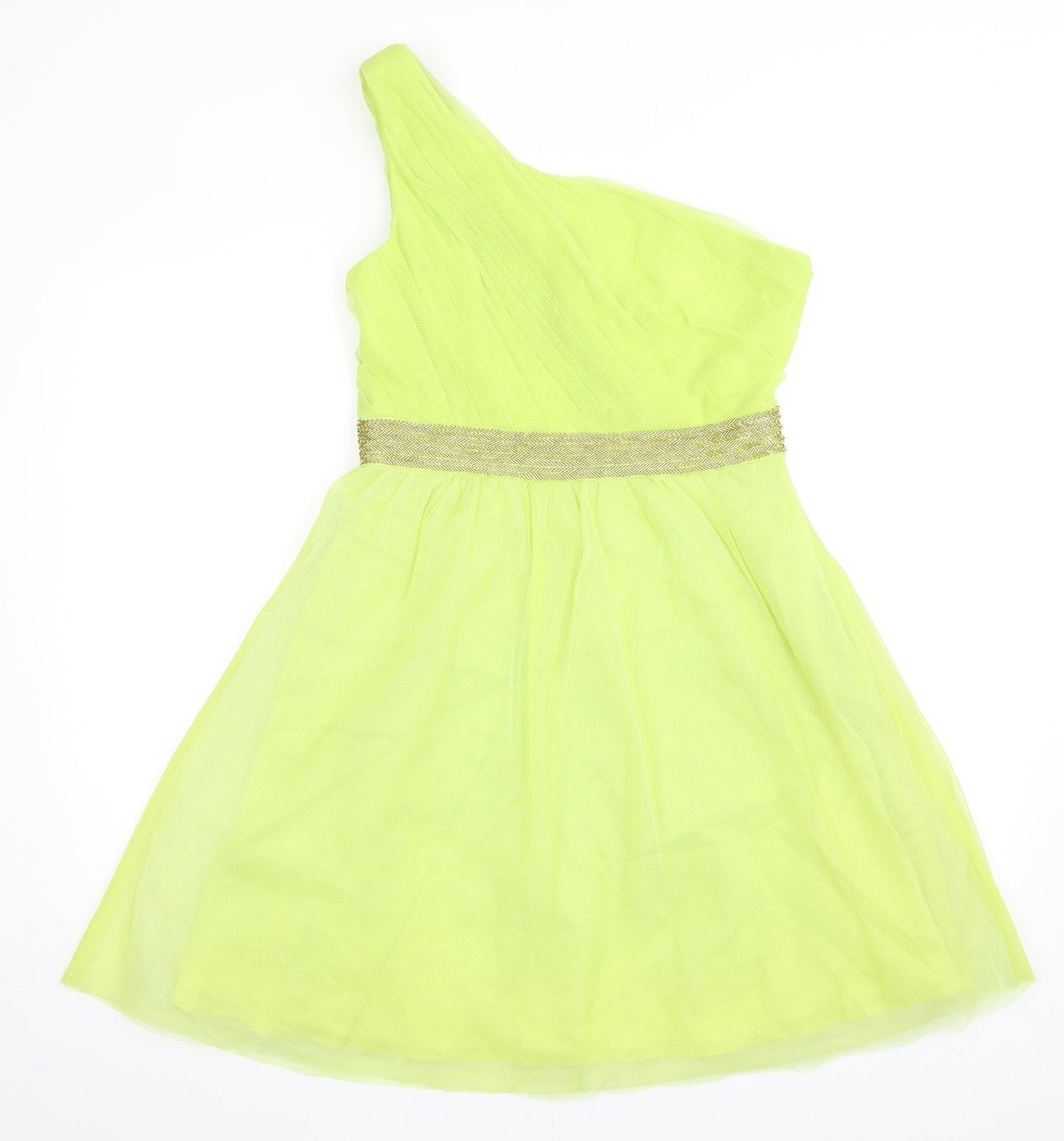 Manoukian Womens Green Polyester Ball Gown Size 10 One Shoulder Zip