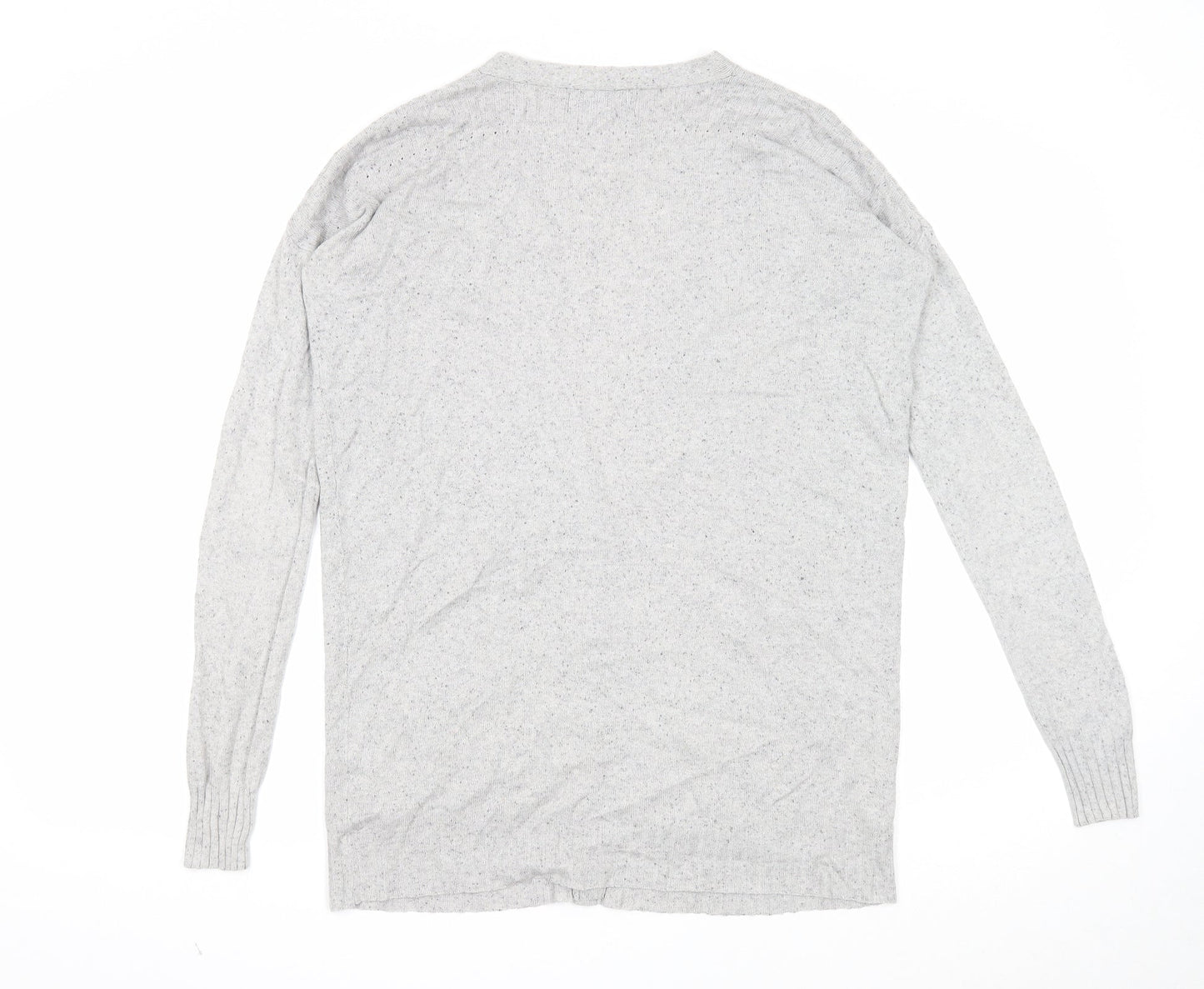 NEXT Womens Grey V-Neck Cotton Cardigan Jumper Size 8