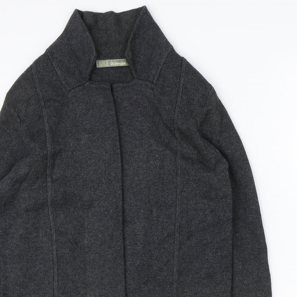 Marks and Spencer Womens Grey Scoop Neck Viscose Cardigan Jumper Size 10