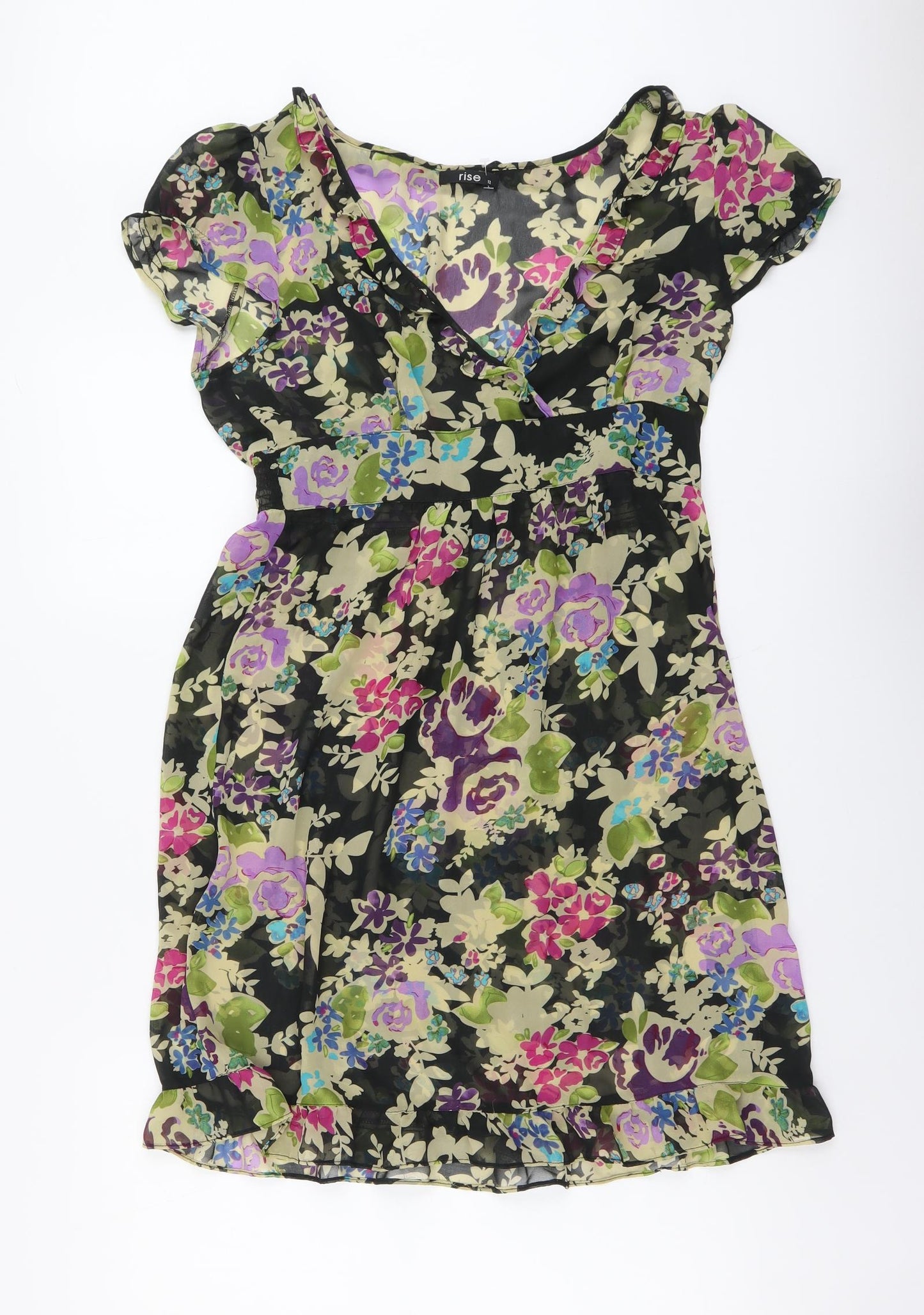 RISE Womens Multicoloured Floral Polyester Ball Gown Size 12 V-Neck Pullover
