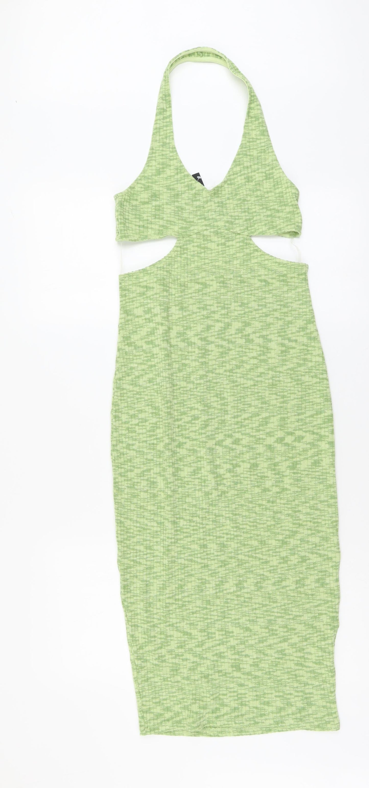 H&M Womens Green Polyester Bodycon Size S Halter Pullover