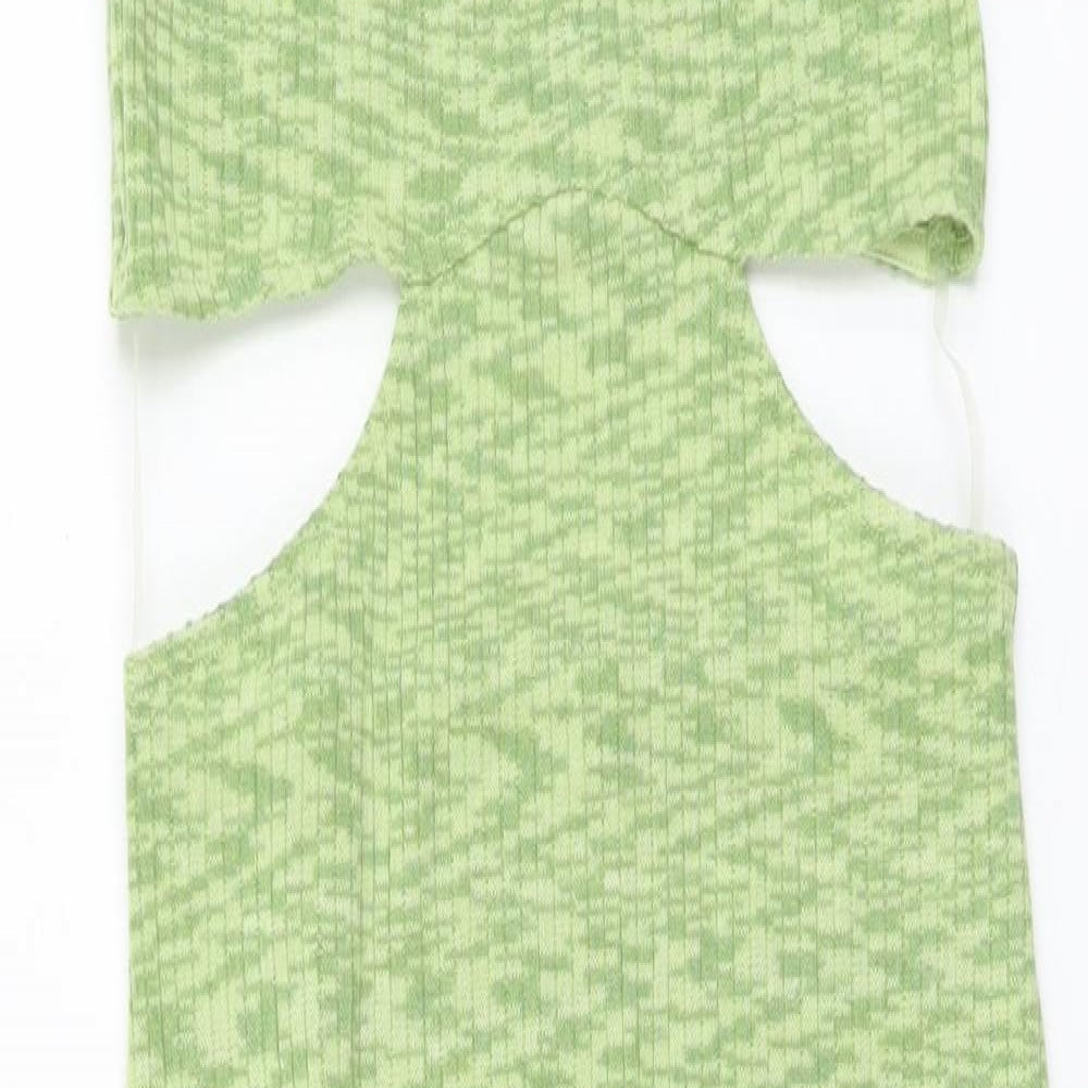 H&M Womens Green Polyester Bodycon Size S Halter Pullover