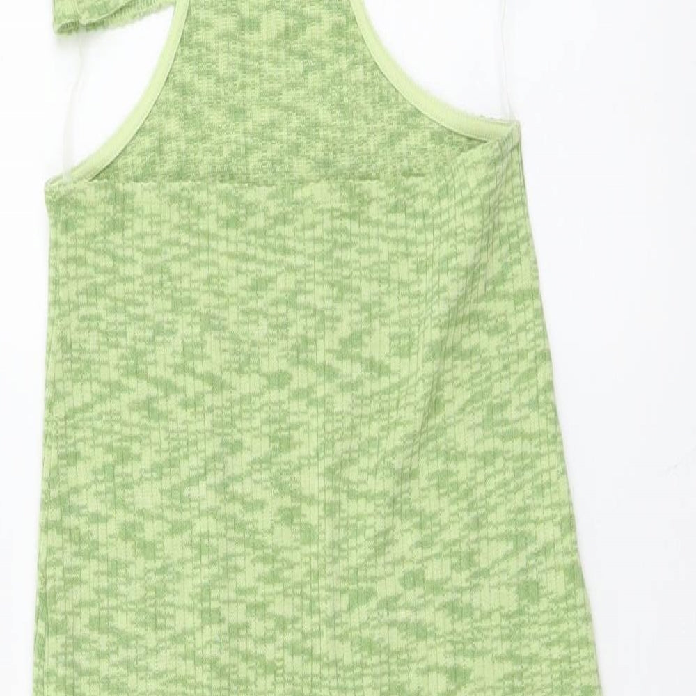 H&M Womens Green Polyester Bodycon Size S Halter Pullover