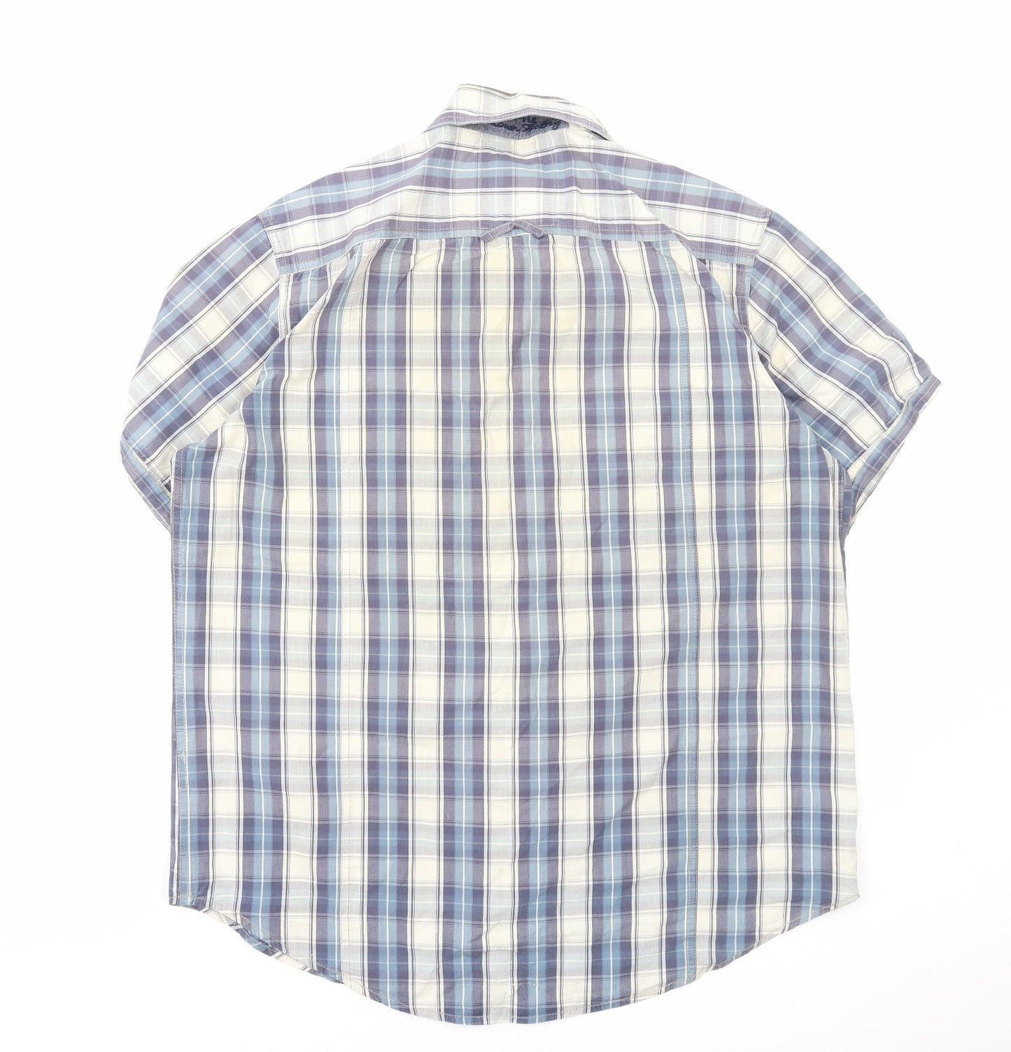 Cedar Wood State Mens Blue Plaid Cotton Button-Up Size XL Collared Button