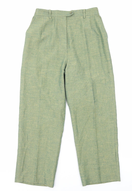 Preworn Womens Green Polyester Trousers Size 12 Regular Zip