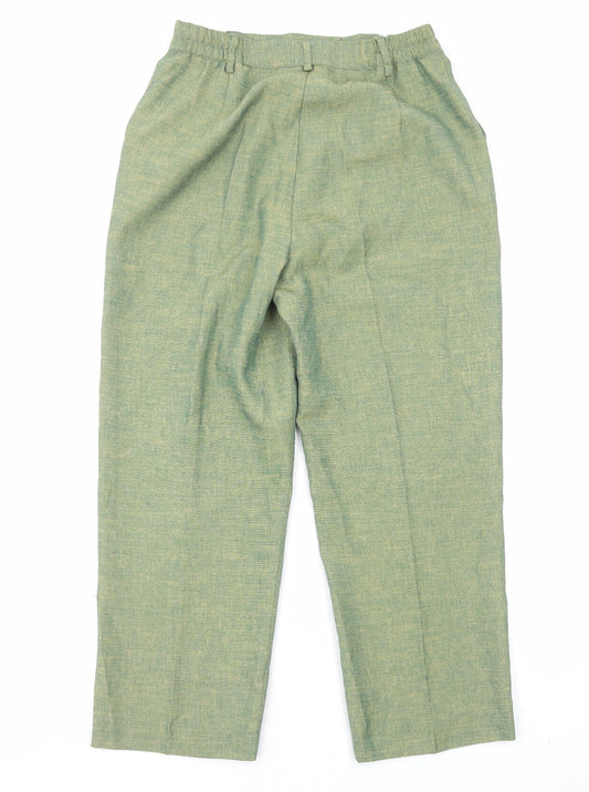 Preworn Womens Green Polyester Trousers Size 12 Regular Zip