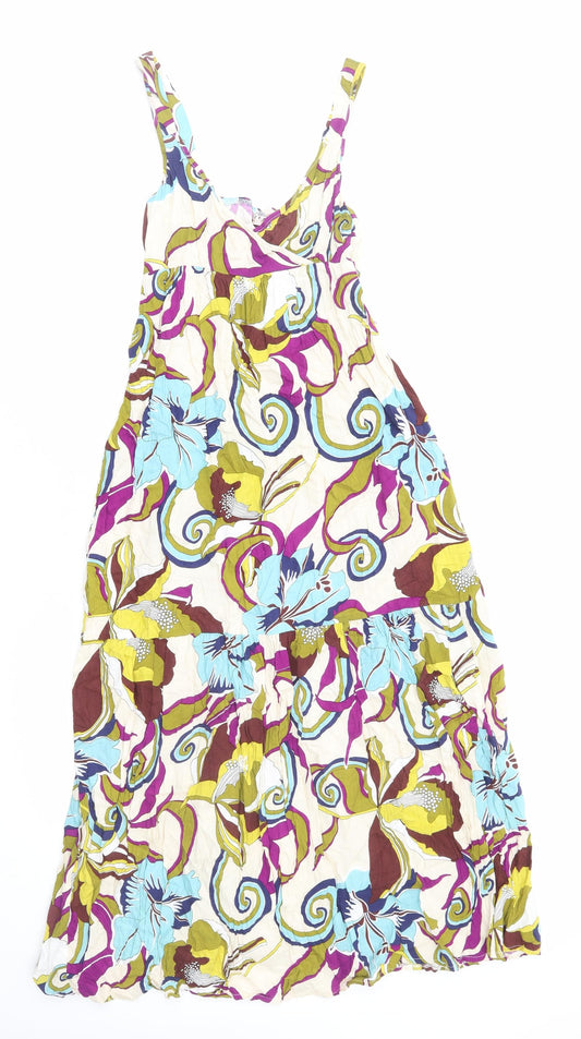 Keilo Womens Multicoloured Floral Cotton Tank Dress Size 8 Scoop Neck Pullover