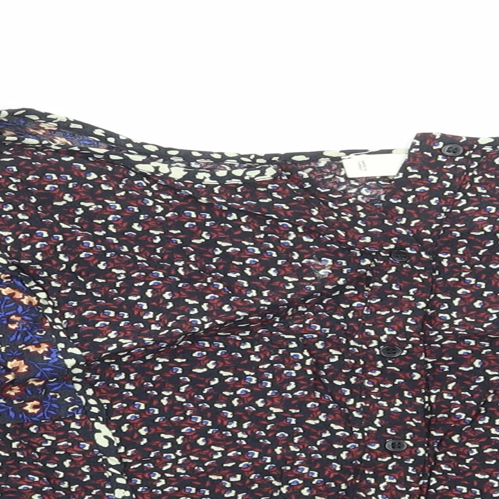 Mango Womens Multicoloured Floral Viscose Cropped Blouse Size M Boat Neck