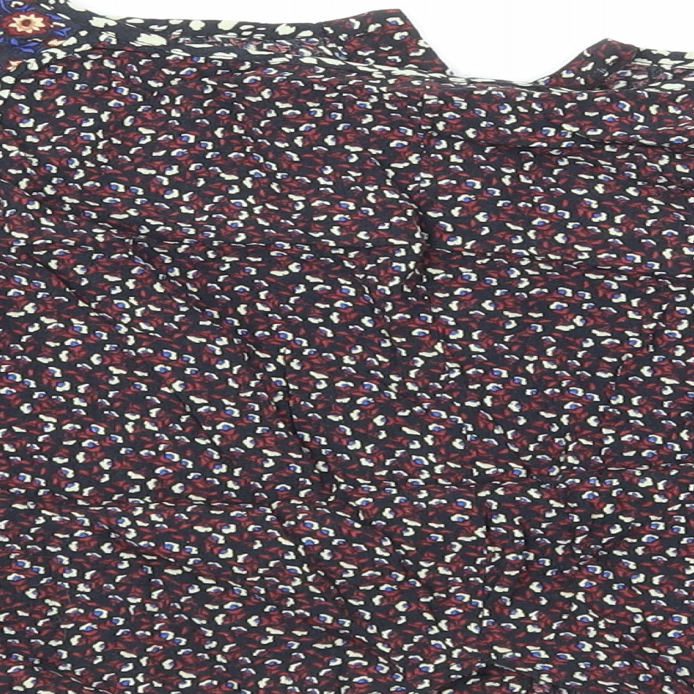Mango Womens Multicoloured Floral Viscose Cropped Blouse Size M Boat Neck