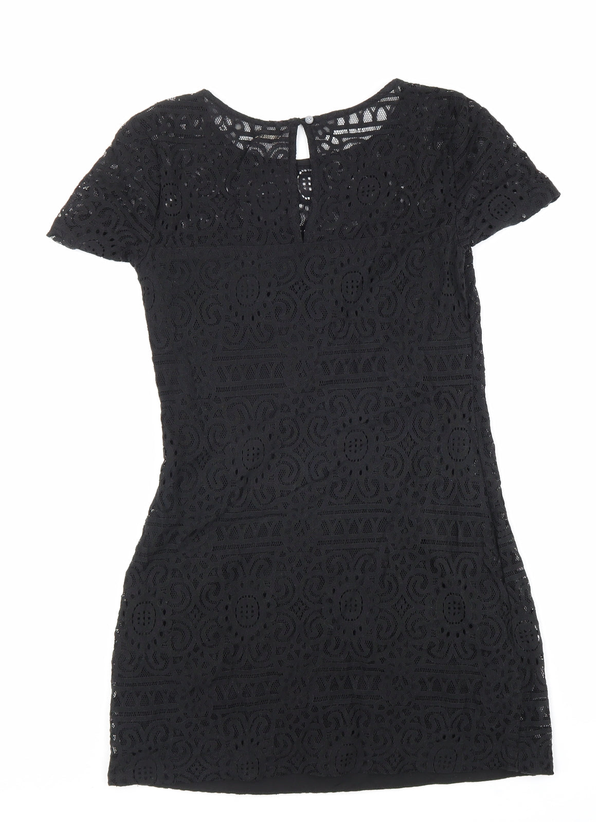 Hollister Womens Black Geometric Cotton A-Line Size XS Round Neck Zip