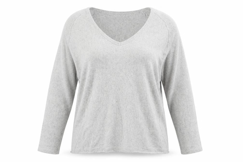 Brandy Melville Womens Grey V-Neck Cotton Pullover Jumper One Size