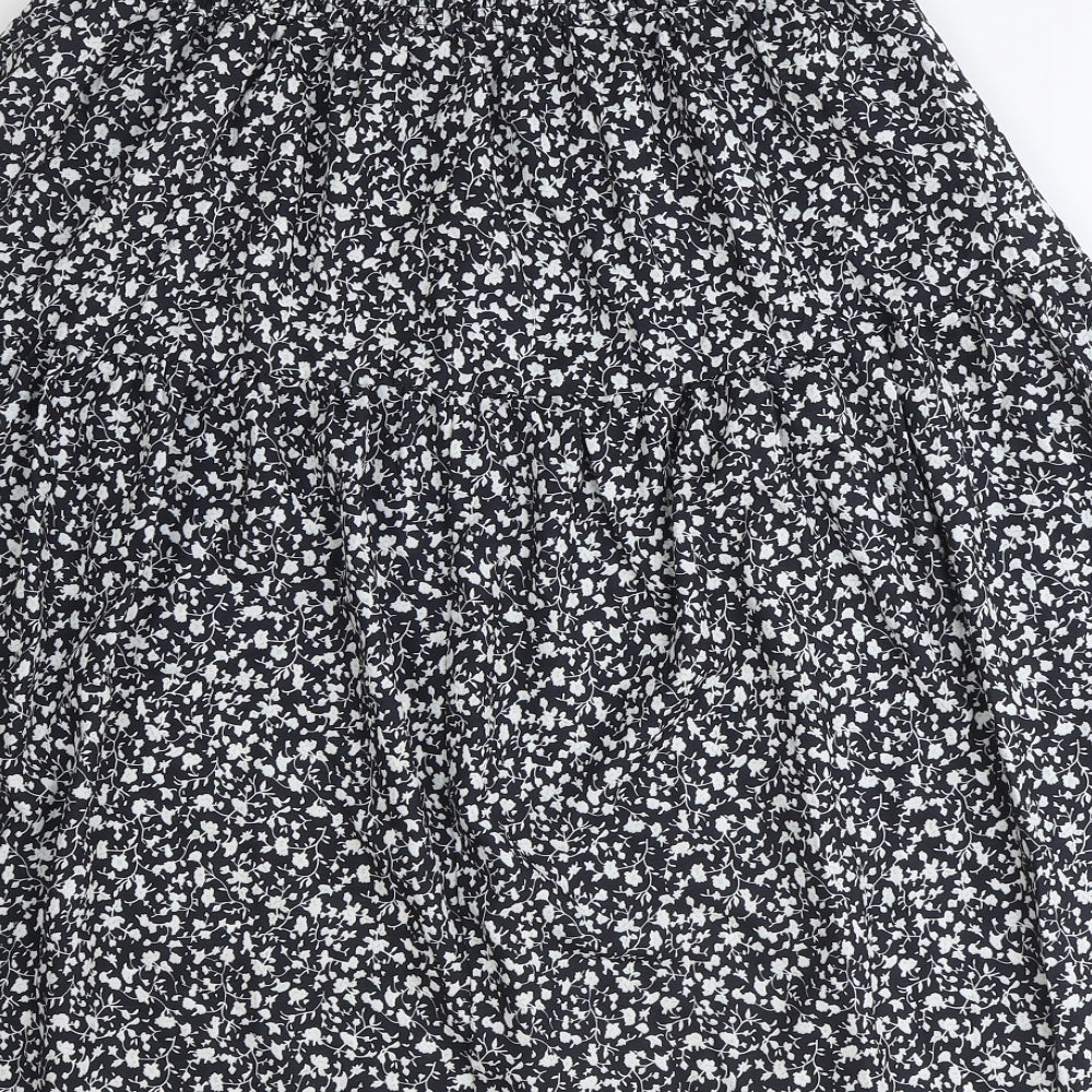 SheIn Womens Black Floral Polyester Peasant Skirt Size S