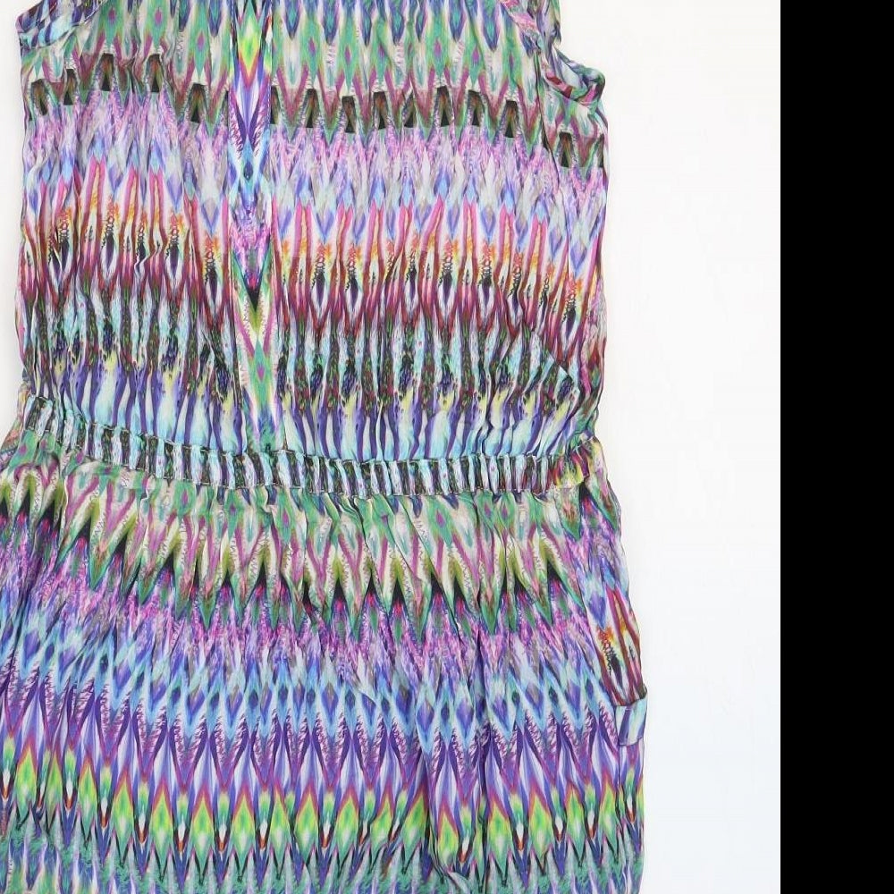 NEXT Womens Multicoloured Geometric Viscose Mini Size 8 Square Neck Tie