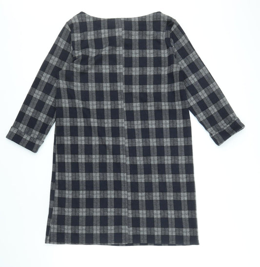Primark Womens Grey Check Polyester Sheath Size 12 Round Neck Pullover