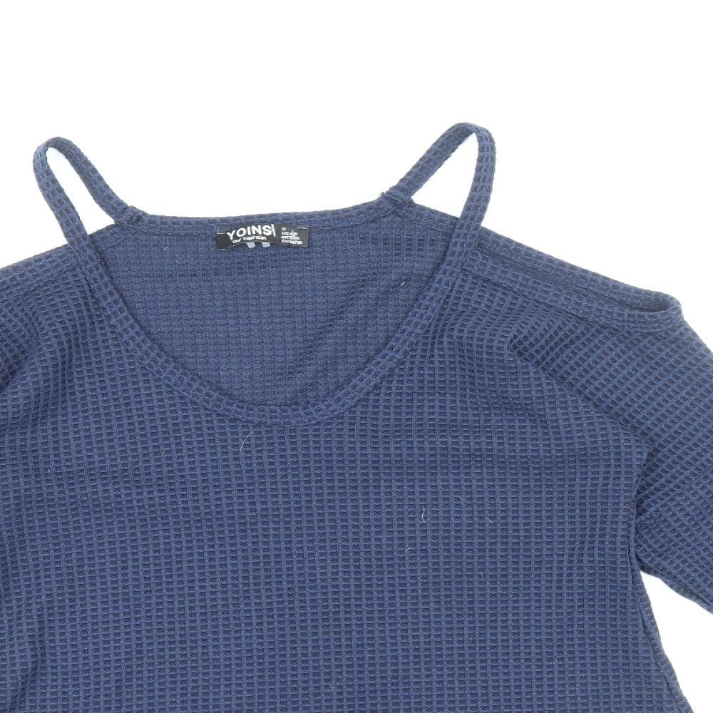 Yoins Womens Blue Polyester Basic Tank Size S V-Neck - Colour Block