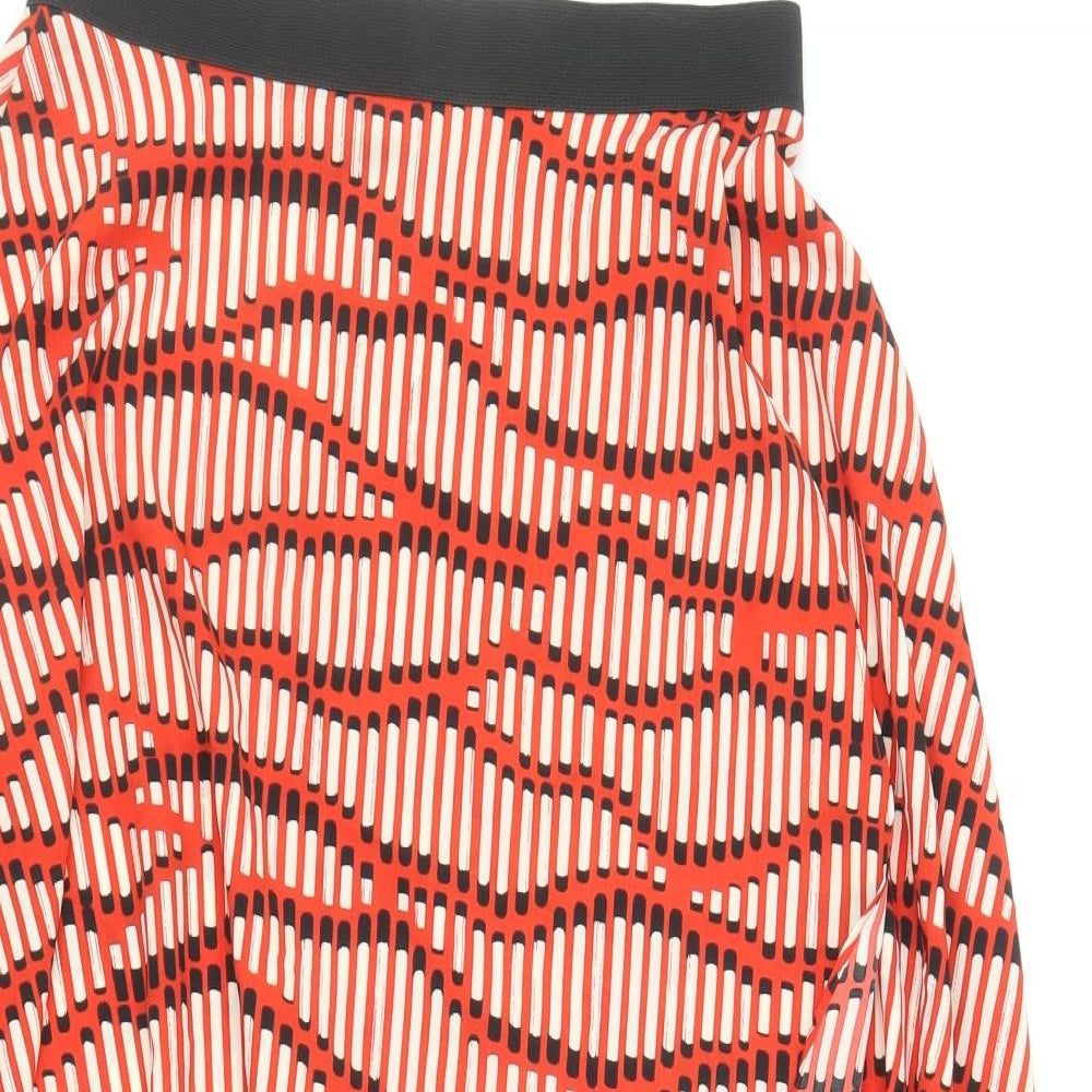Topshop Womens Red Geometric Polyester Swing Skirt Size 8 Zip