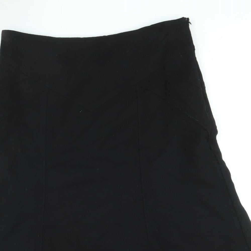New Look Womens Black Wool Swing Skirt Size 8 Zip