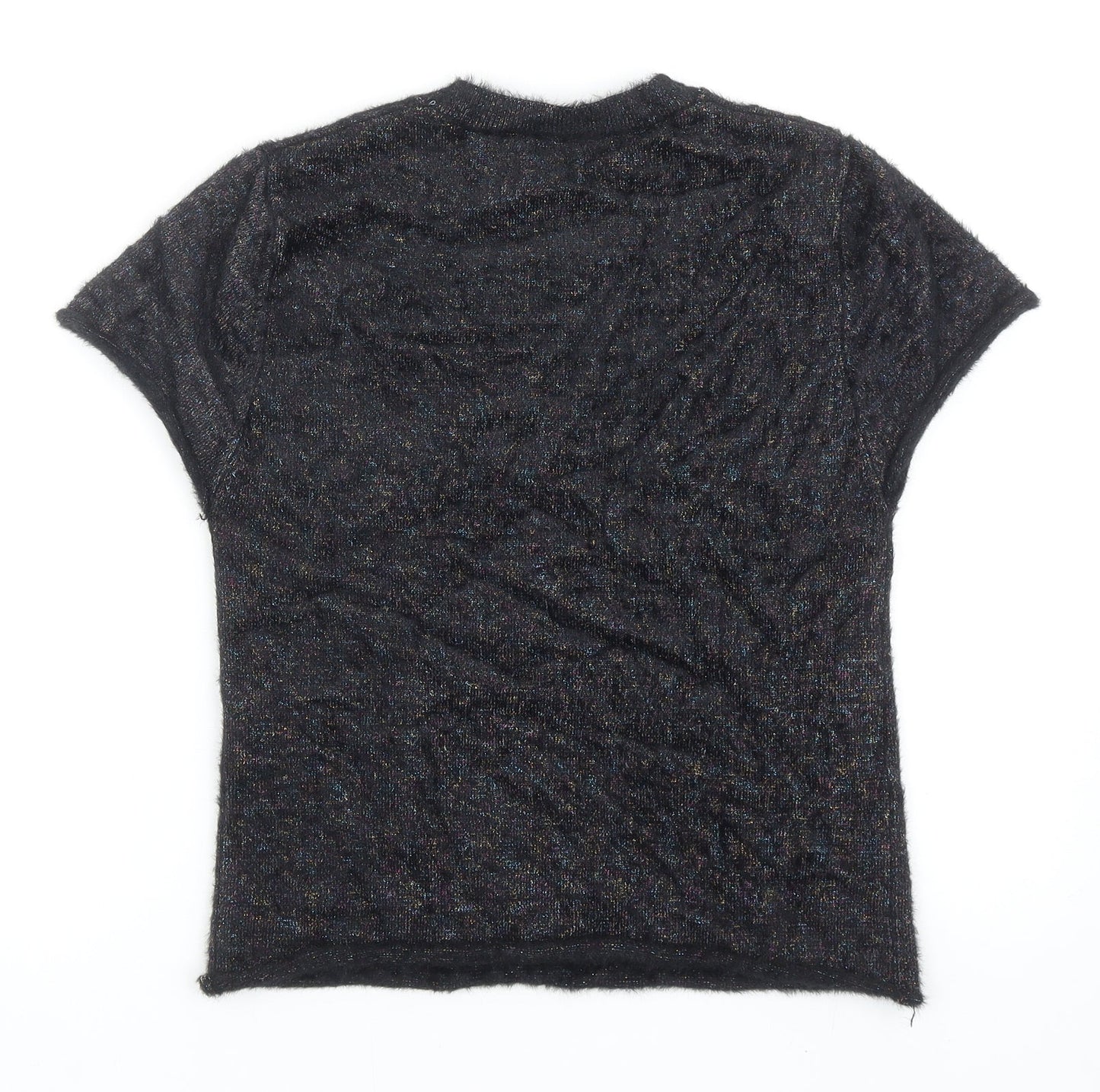 Zara Womens Black Round Neck Nylon Pullover Jumper Size M