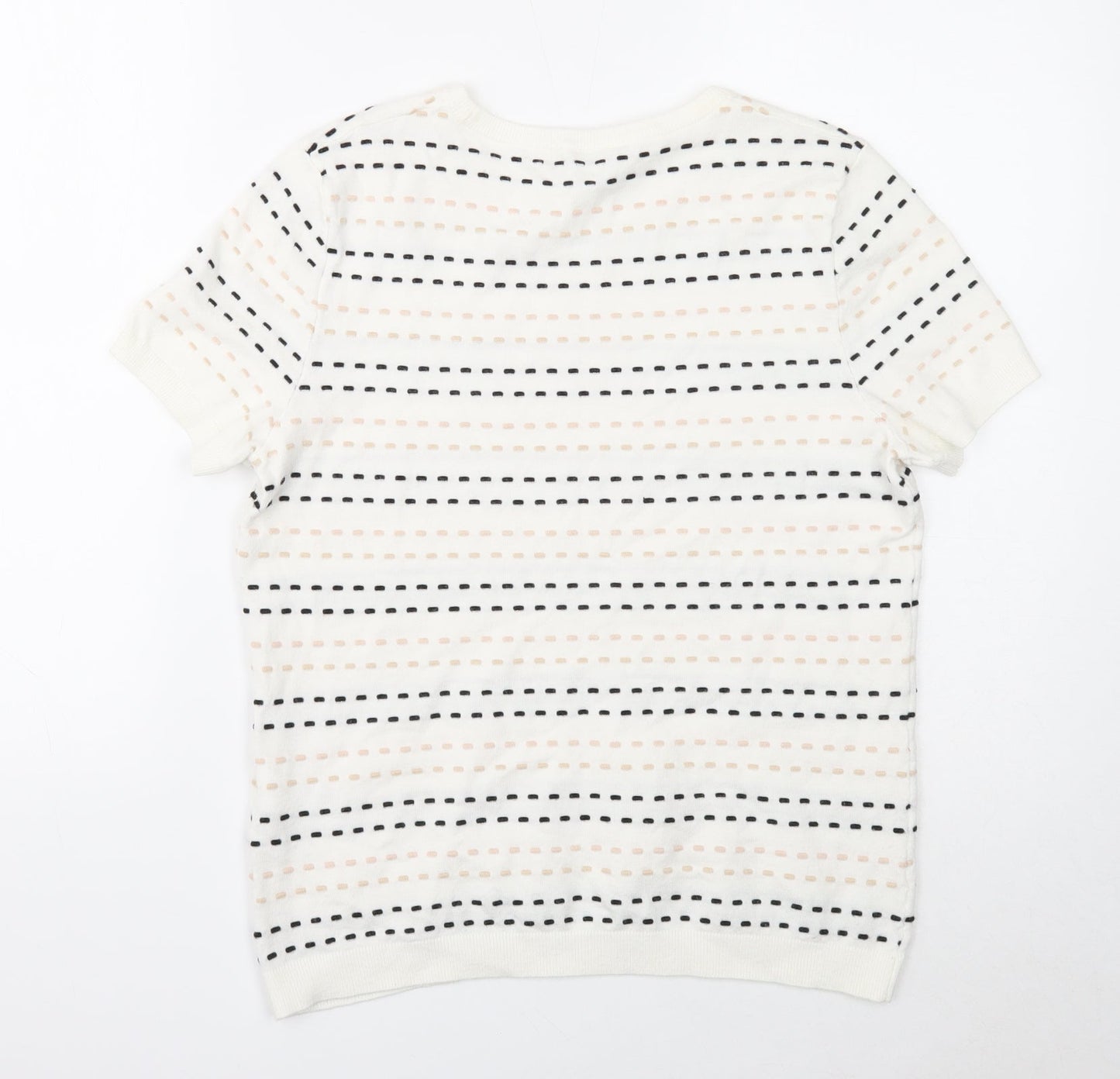 Warehouse Womens White Round Neck Geometric Viscose Pullover Jumper Size 14
